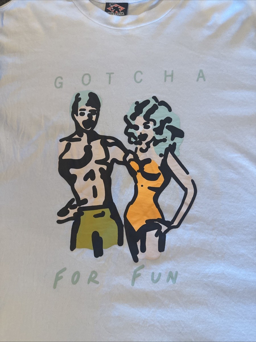 Vintage Gotcha Single Stitch Men's Medium T-Shirt White Surf Beach