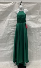 Blondie Nites Women Green Halter Cutout Gown Formal Dress Evening Size 5