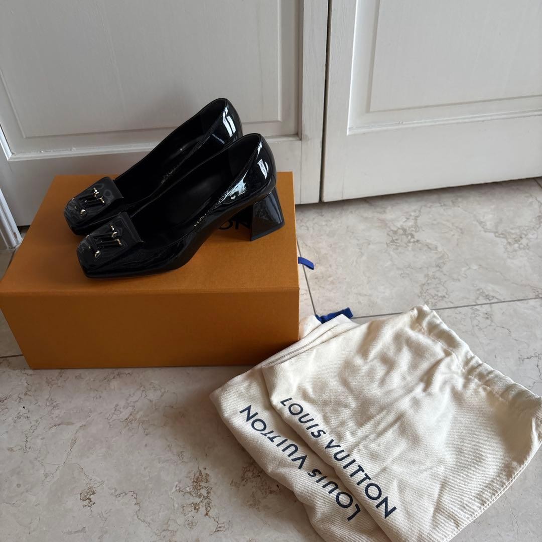 LOUIS VUITTON Pumps Heel Leather Black EU34/US4 120394c thumbnail 9