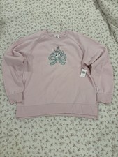 Disneyland Pink Crewneck Pullover Sweatshirt Womens M Castle Graphic Logo