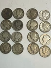 16 Barber Silver Dimes Pre-1935 Lot – Mixed Dates – 90% Silver – Full Date Coins