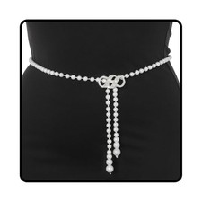 Pearl Belt White Chain Belt Adjustable Dresses Plus Size 56 inches Double 8