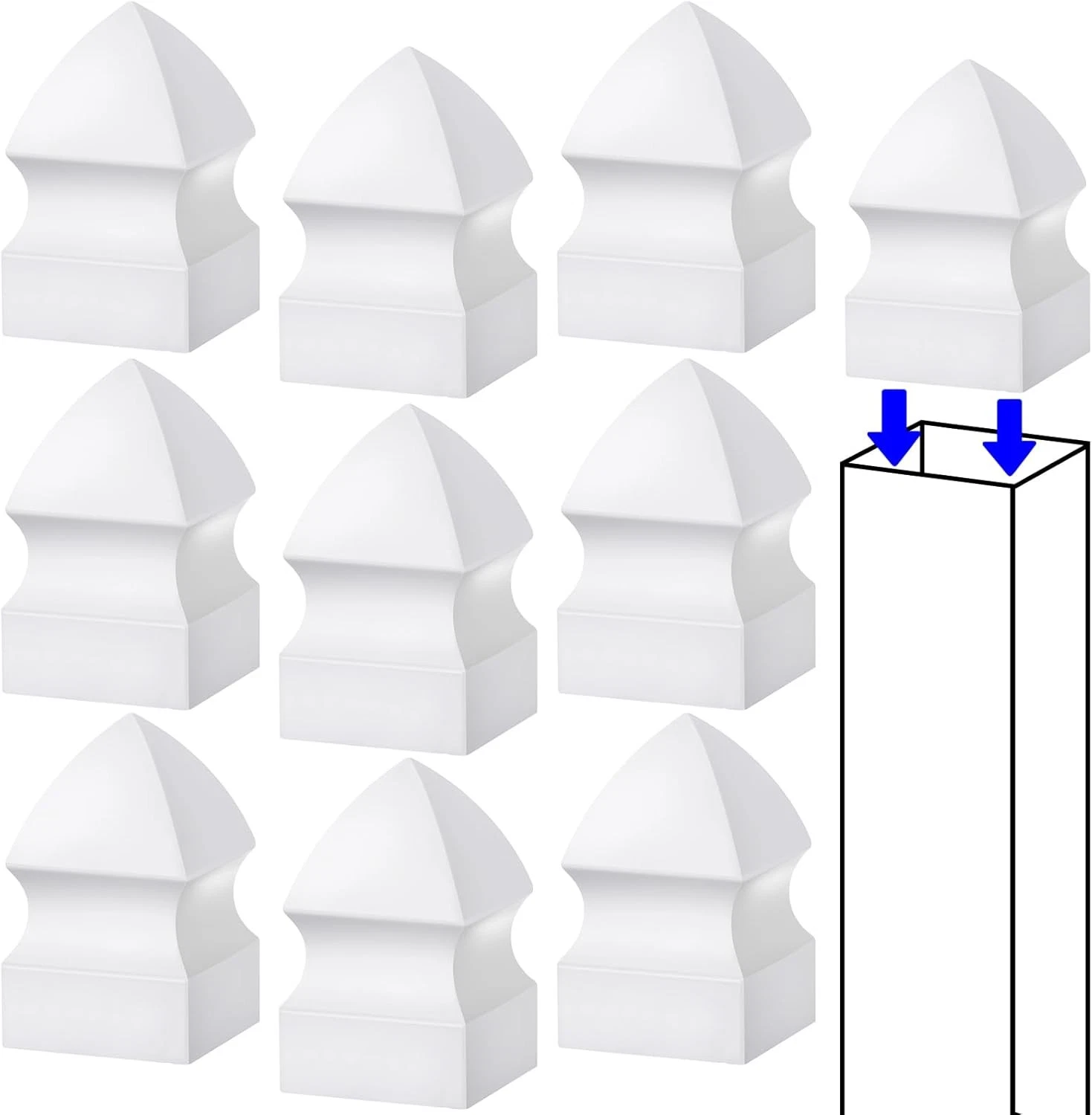 Lothee 10 Pcs Vinyl Post Cap Gothic Post Caps Decking Caps PVC Fence Parts for D - Picture 1 of 1