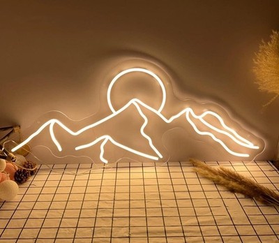 Ulalaza LED Decorative Lights USB Mountains Sunrise Sunset Led Neon Signs Hom...