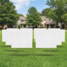 10 Large 18x24 Blank Yard Signs with Stakes - Weatherproof  Customizable Kit