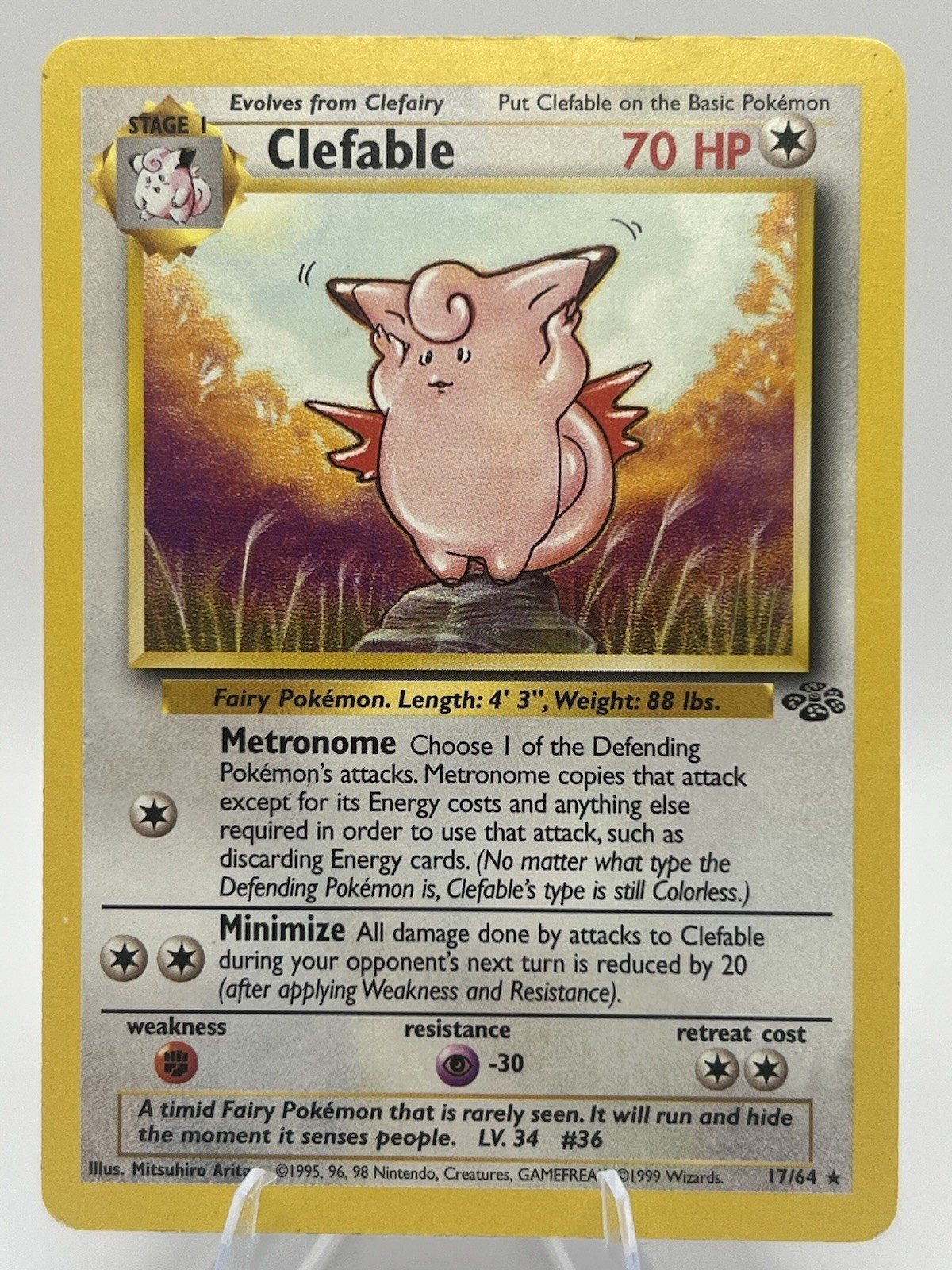 Clefable 17/64 - Jungle - Rare Non Holo - 1999 Pokemon LP