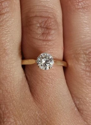 0.5 Ct Cathedral 4 Prong Round Cut Diamond Engagement Ring SI1 D Yellow Gold 18k