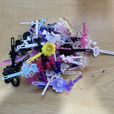 Lot of 100 Vintage Plastic Hair Clips Barrettes Flowers Bows 80's 90's