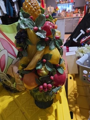 Large 20'' Vintage Fruit Topiary With Detachable Base Pineapple Grapes Blackberry