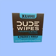 DUDE Wipes Fragrance Free XL Flushable Wipes 8 Packs 480 Count Mega Pack