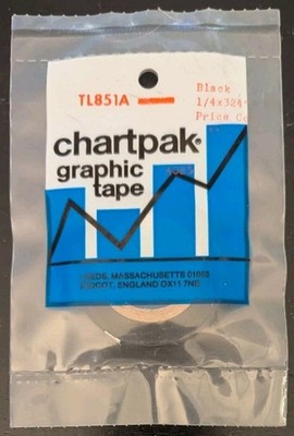Chartpak Graphic Art Tape TL851A 1/4''pt X 324'' Black 2 Rolls