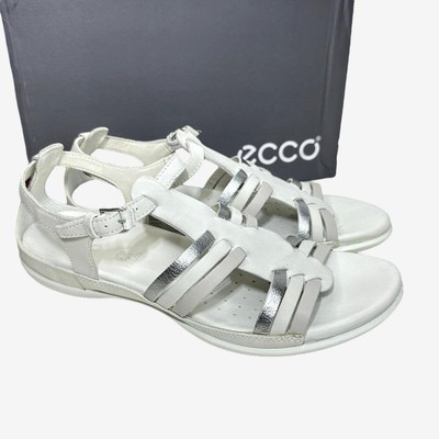 New Ecco Flash Suede Leather Strap Sandals Shadow White Women 10-10.5/41 NWB
