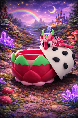 3D Printed XL (125%) Dragon Fruit & Egg Fidget Sensory Toy Kids Flexi Gift Decor