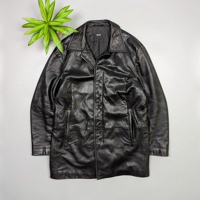 Vintage 「HUGO BOSS」Cow Leather Bomber L HUGO BOSS LEATHER VINTAGE RARE BOMBER-JACKET BLACK CASUAL Size L