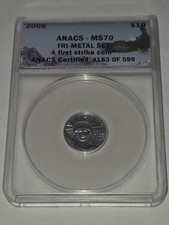  2008 $10 American Platinum Eagle 1/10 Oz Platinum ANACS MS 70 First Strike Slab 3350.00 per troy oz