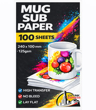 100 x 125gsm pre-cut mug 24 x 10cm, sublimation paper sub press heat transfer
