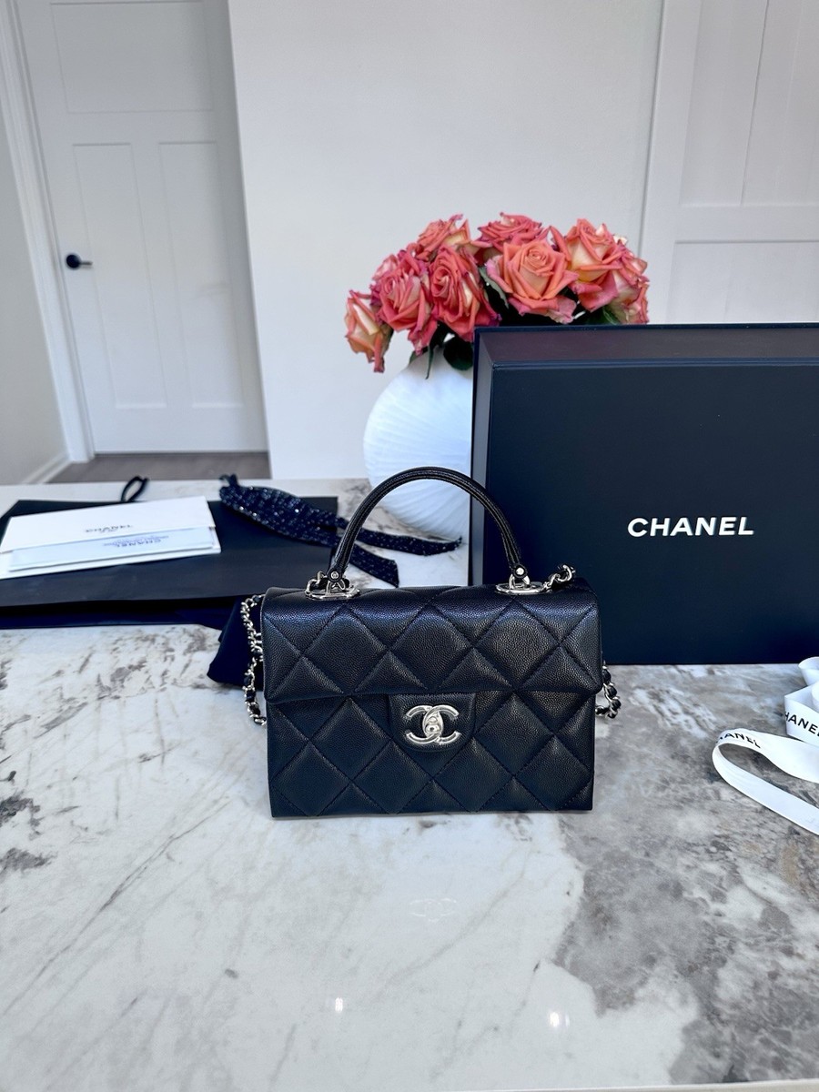 CHANEL Retrofit 24P Black Caviar (KELLY CHANEL) Top Handle Flap