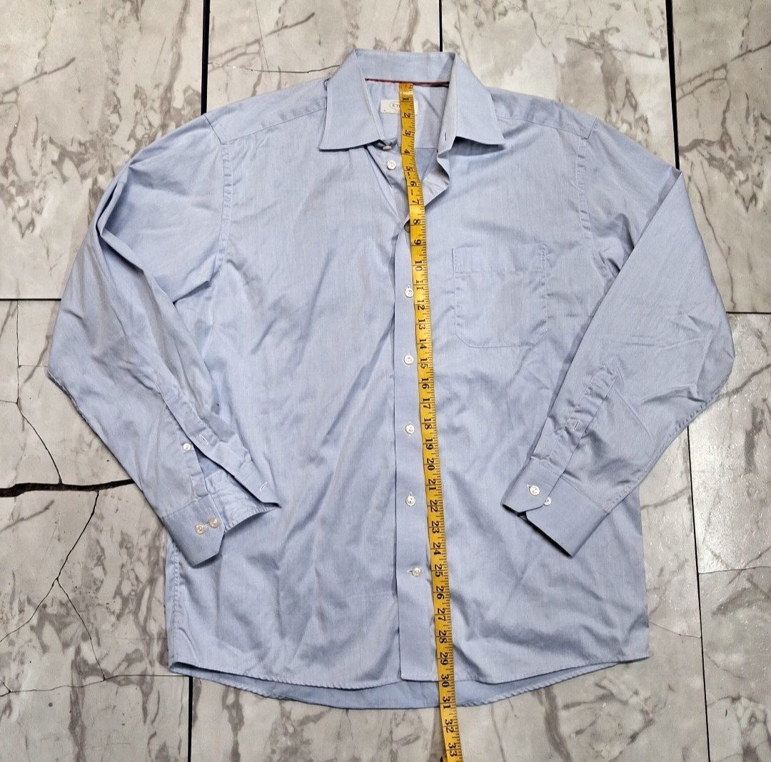 Eton Classic Fit Dress Shirt 41 16 Blue Windowpane Quiet Luxury Flannel Shirt image 3