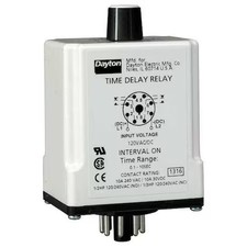 Dayton 1Egc7 Single Function Time Delay Relay, Octal, Interval, 1 Functions