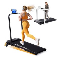 Folding Foldable Walking Pad Treadmill with Handle Bar and Adjustable Incline