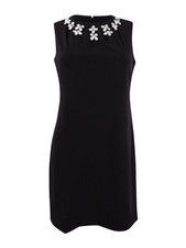 Calvin Klein Women's Jewel-Neck Sleeveless Sheath Dress (12, Black)