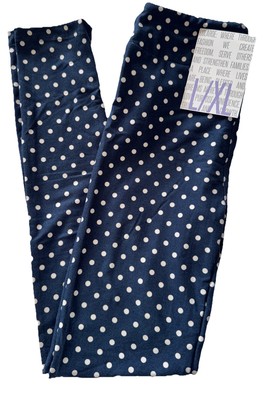 NWT LuLaRoe Kids L/XL (8-14) Navy Blue & White Polka Dot Leggings