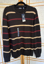 IZOD Men's Premium Essentials Striped Classic Crew Sweater Long Sleeve LARGE NWT
