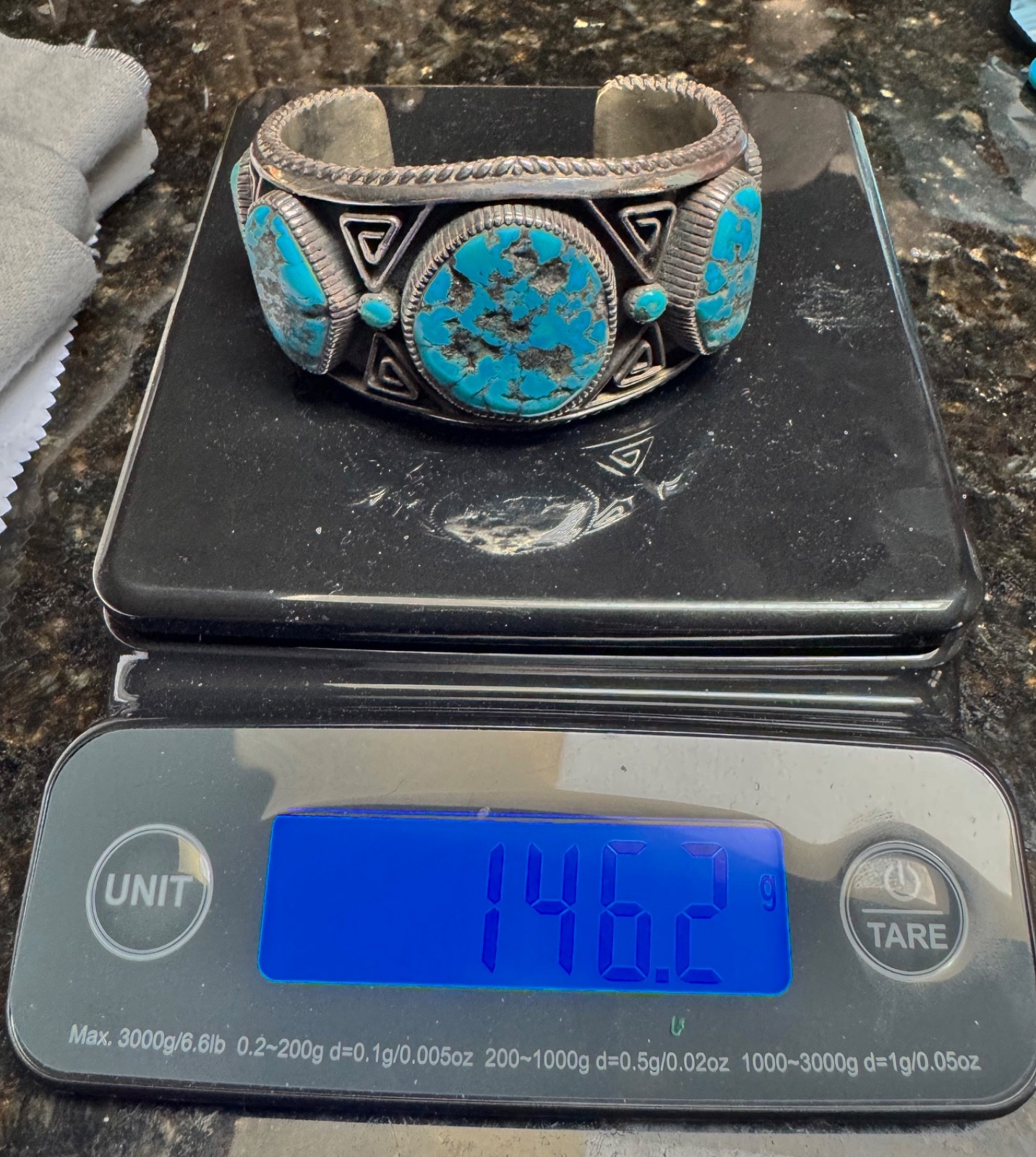 Substantial Large Sterling Turquoise Cuff Bracele… - image 11