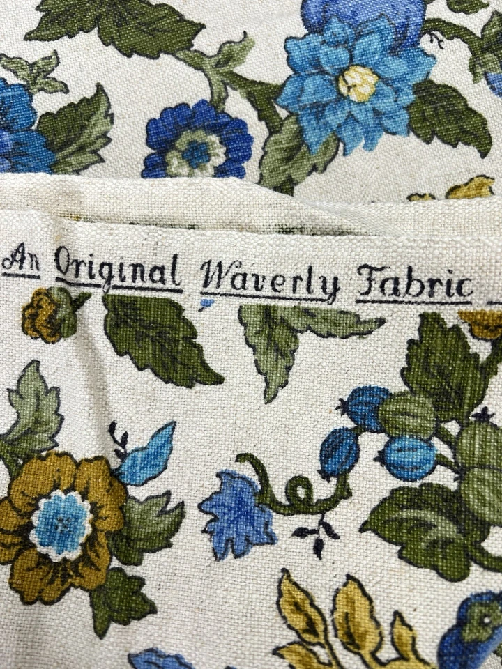 Waverly Fabric Hastings Hill Upholstery 1.33 yards 46" Wide Floral Blue Gold VTG - Image 3 of 4