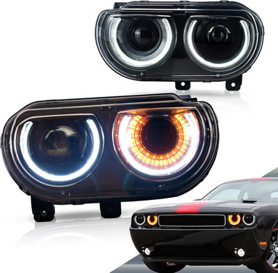 Projector Headlights Compatible with Dodge Challenger 2008-2014 W/Sequential Ind