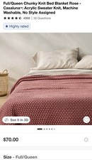 Casaluna Chunky Knit Blanket Throw Dusty Rose New With Tags Full/queen