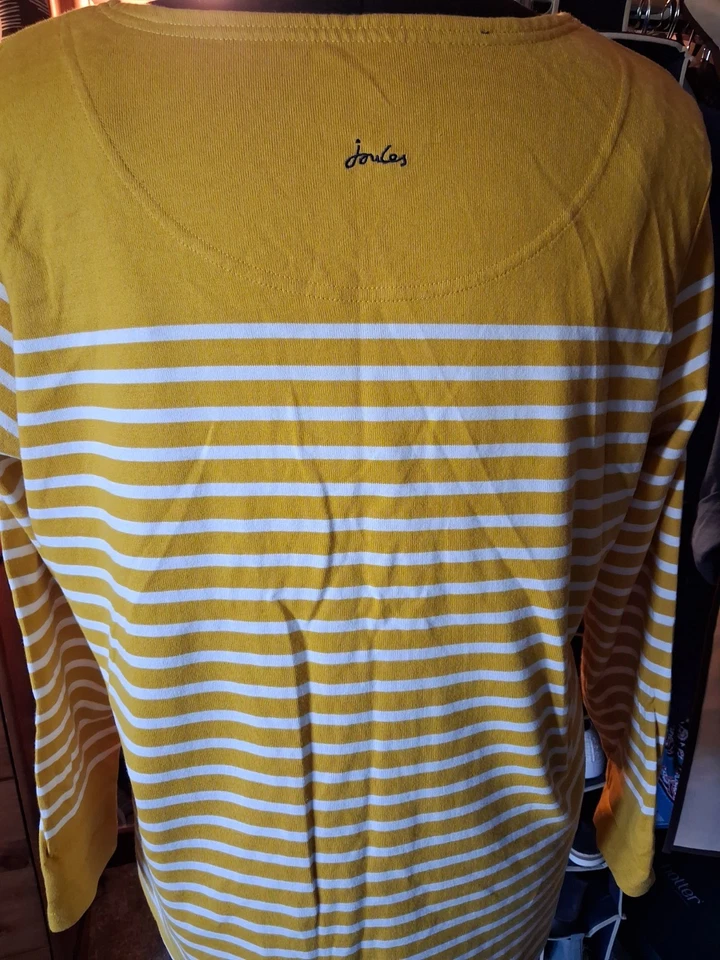 FABULOUS JOULES HARBOUR YELLOW & WHITE STRIPE JERSEY TOP SIZE 20 VGC - Image 2 of 4