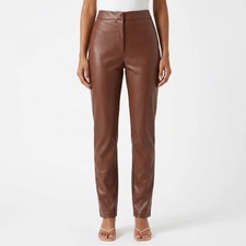 SHEIN Brown Faux Leather High Waisted Tapered...