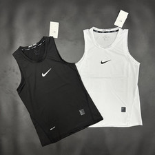 Nike Pro Tight Fit Vest Black White Dri Fit Muscle Fit Men Teenagers S - XXXL