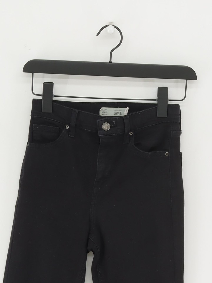 Women's Jeans W 26 in Black Cotton with Elastane, Polyester