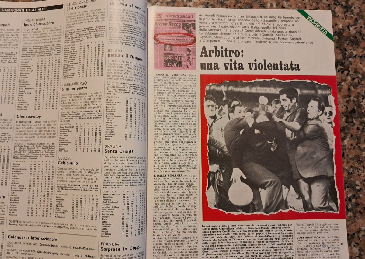 Guerin Sportivo N°7 1977 - Milan, Film Championnat, Arbitres, Santana, Herrera - Italien