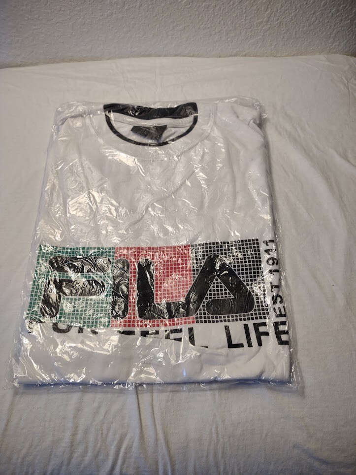 T shirt fila bianca grande grafica nuova