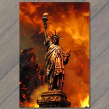 Art Print Statue of Liberty Fire Apocalypse Disgust End of World America USA