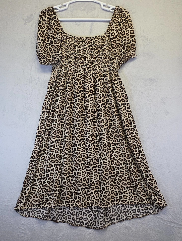 Vestido para mujer H&M manga abullonada estampado animal calado línea A mafia esposa cottagecore Foto 2 de 4