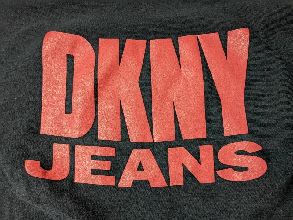 DE COLECCIÓN DKNY JEANS Hombres Talla Única Negro LOGOTIPO HECHIZO Pullover Sudadera con Capucha Hecho en EE. UU. Foto 4 de 4