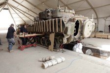 2007 Contractors Install Armor M2A2 Bradley Camp Ramadi Iraq 4x6 Original Photo