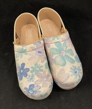 SANITA Danish Design Blue Floral Vegan Clogs Size EU 40 US 9  So Cute 