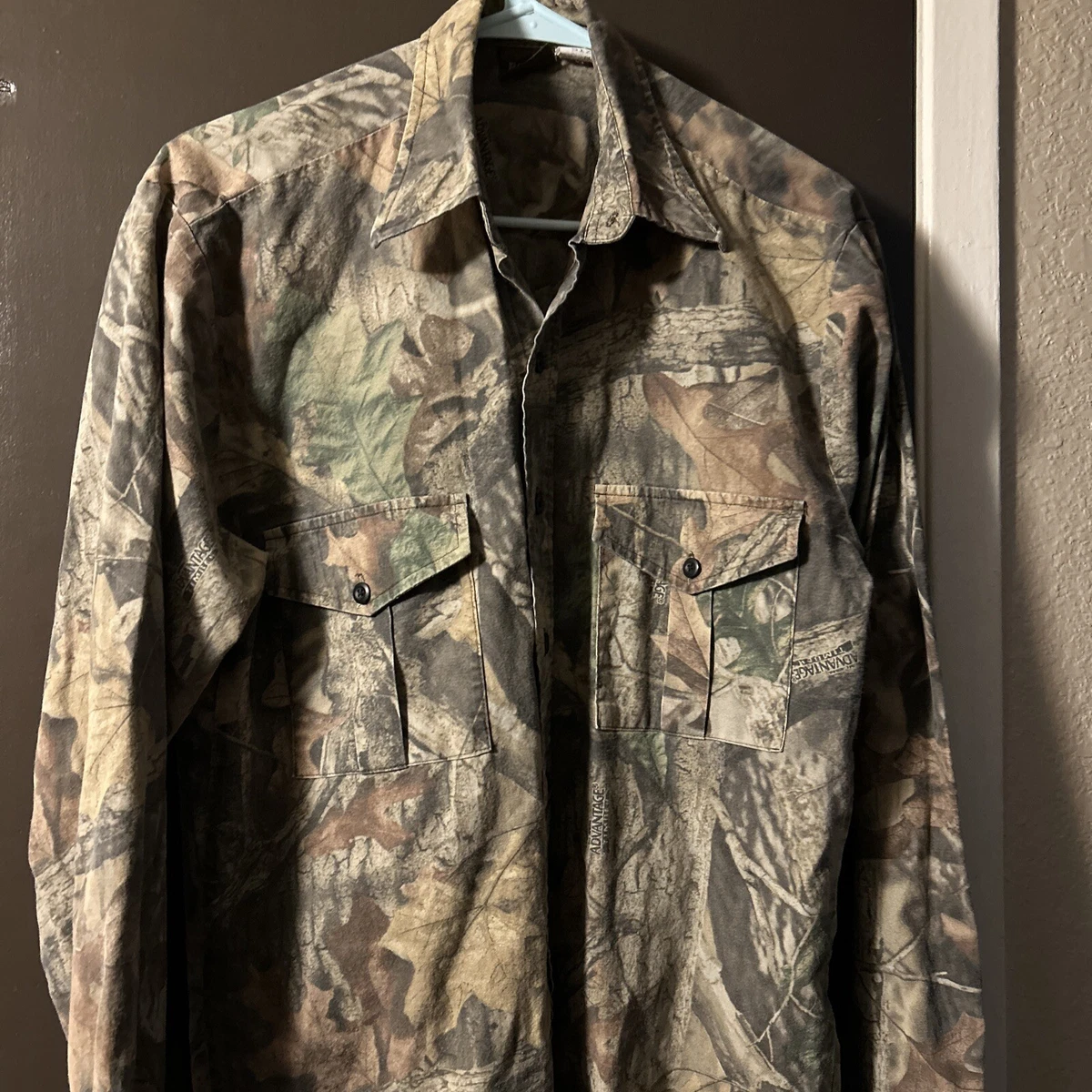 Mens Ranger Camo Button Up Camouflage Hunting Shirt Jacket Size M Medium