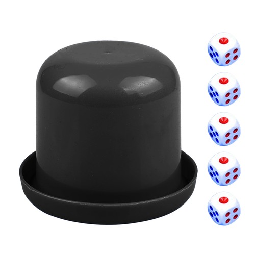 Dice Cup Set with Lid Dice & Cup Set Dice Shaker Cup for Bar Parties Game BLACK - Picture 4 of 9