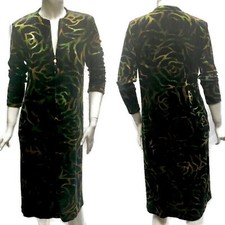 Vtg 80s 90s Diamond Tea kaftan velour velvet zip robe caftan house dres zip XS S