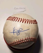 Autographed Baseball game used PABLO GUERRERO Texas Rangers