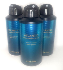 BATH AND BODY WORKS ATLANTIC BODY SPRAY FOR MEN 3.7 FL OZ SET OF 3 