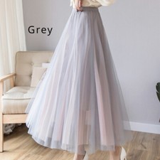 Lady Mesh Tulle Skirt Layered Elastic High Waist A-line Casual Evening Banquet