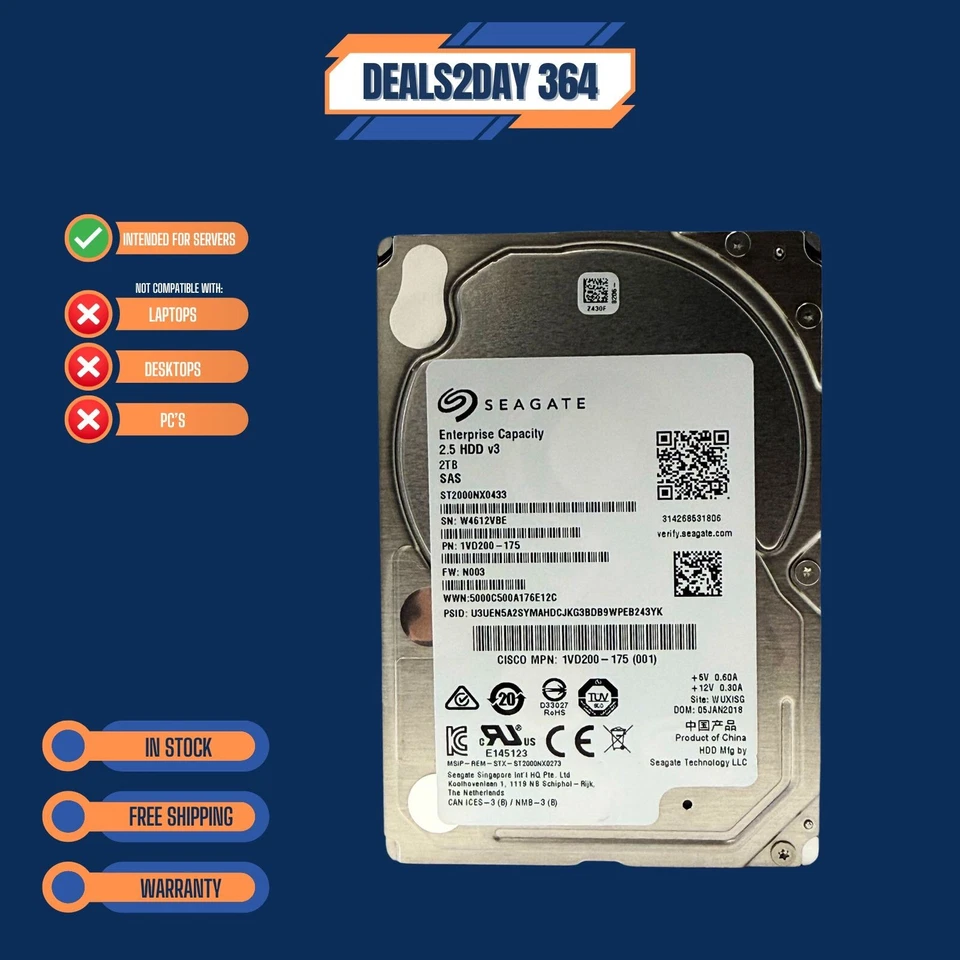NEW Seagate ST2000NX0433 2TB 7200RPM 128MB SAS 12Gb/s 2.5" 15mm Enterprise HDD - Image 3 of 4