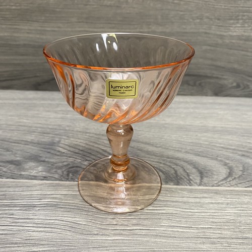 Arcoroc France Luminarc Rosaline Pink Swirl Champagne Sherbet Glass Ebay